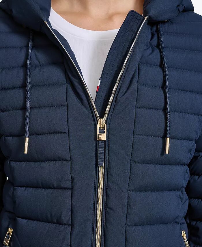 Женское складное стеганое пальто с капюшоном Tommy Hilfiger, синий — фото 4