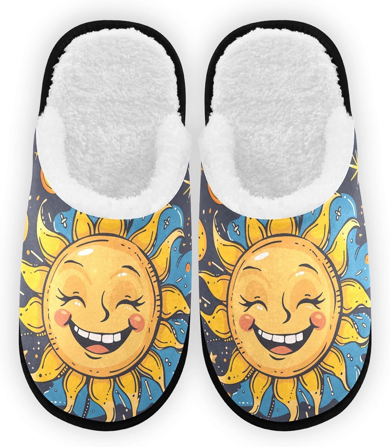

Мягкие плюшевые тапочки FENOCHE Sun Moon Star для женщин и мужчин, теплые, удобные, для путешествий и спа, с нескользящей подошвой, Multicolor