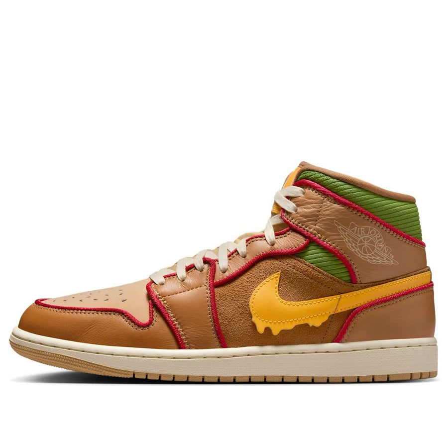 

Кроссовки Air Jordan 1 Mid SE 'Cheeseburger', желто-коричневый