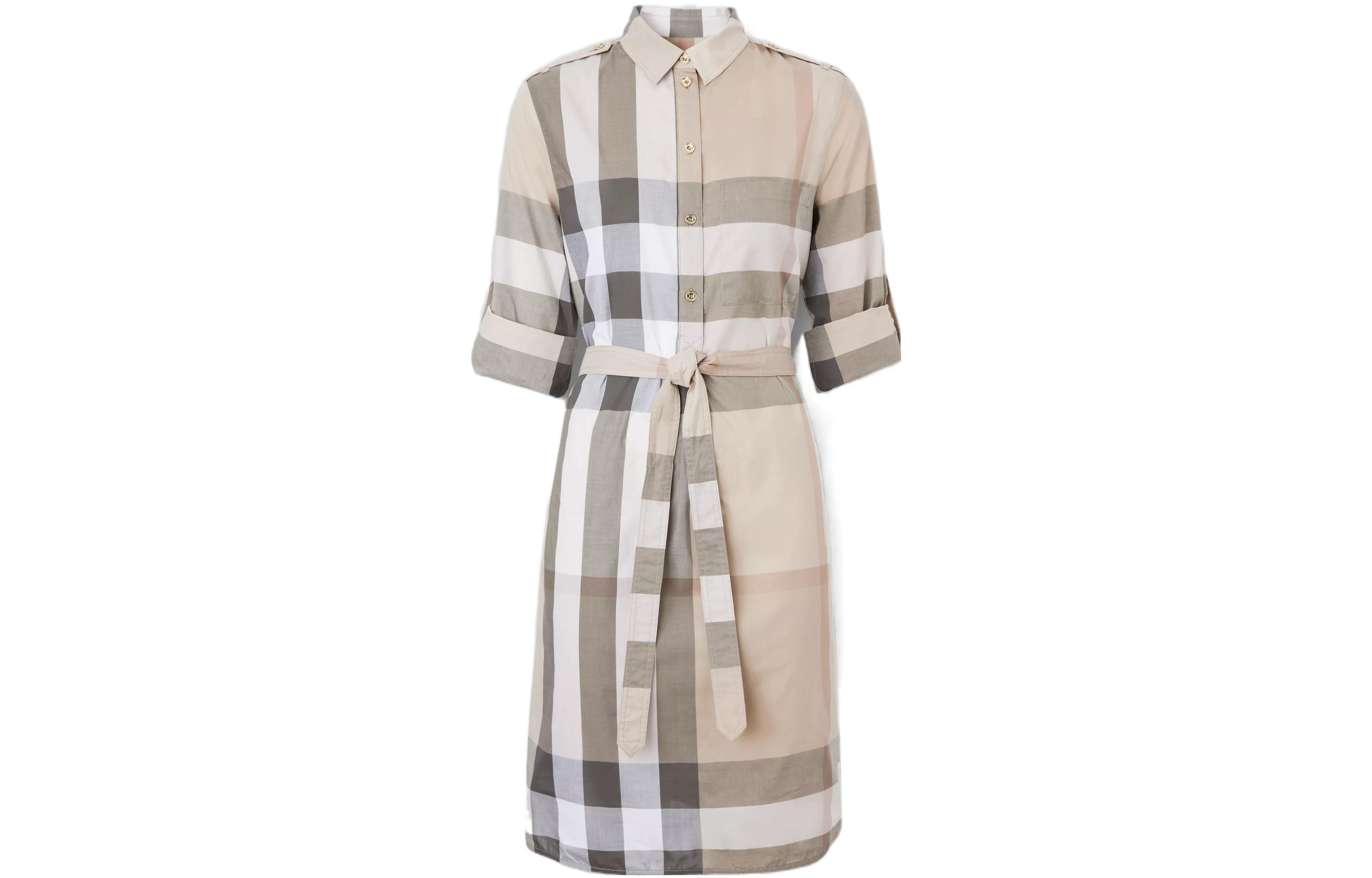 

Burberry Платье с длинными рукавами, цвет FW22, женское, светло-серый