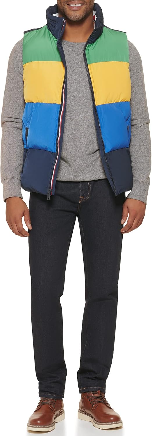 Мужской стеганый жилет с воротником-стойкой от Tommy Hilfiger, Green/Yellow/Blue — фото 2