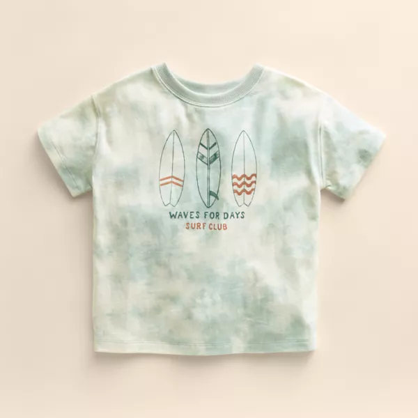 

Детская органическая футболка с коротким рукавом для малышей Little Co. By Lauren Conrad, цвет teal waves surf