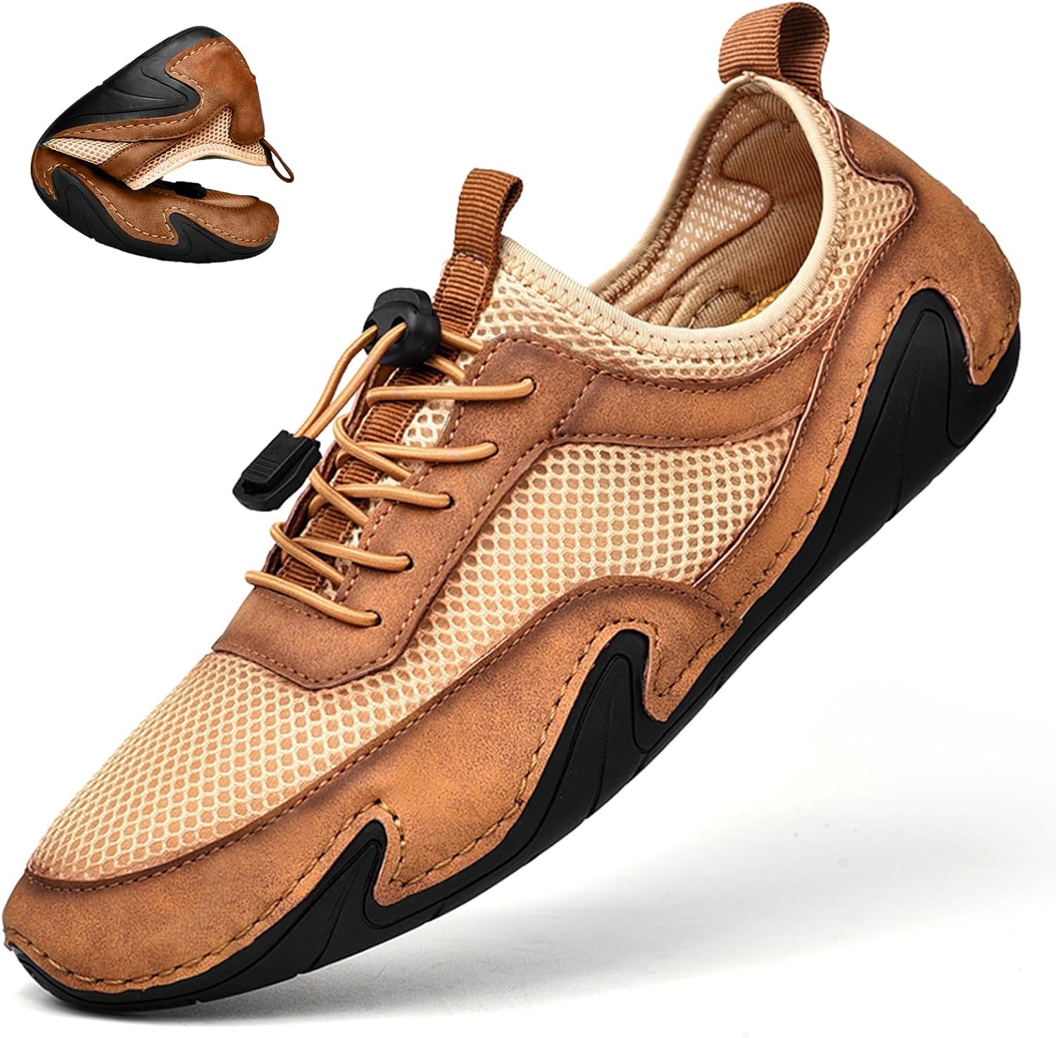 

Классические мужские замшевые сандалии с сеткой, шнуровкой и нескользящей подошвой, удобные мокасины на липучке, модные повседневные плоские туфли на открытом воздухе, дышащие кеды-мокасины Чукка Kctrfsj, коричневый