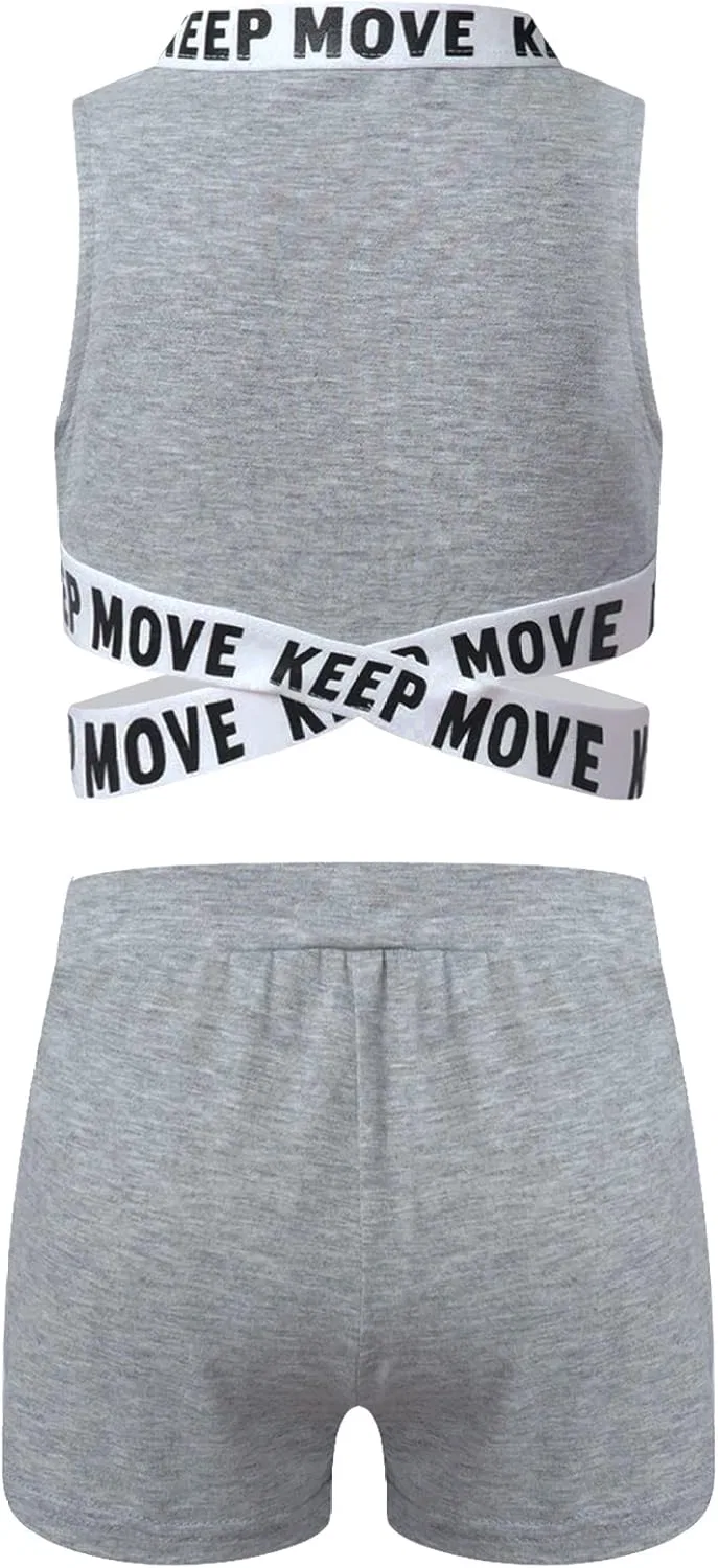 Детский спортивный костюм с принтом, Loloda, топ и шорты, Light grey — фото 2