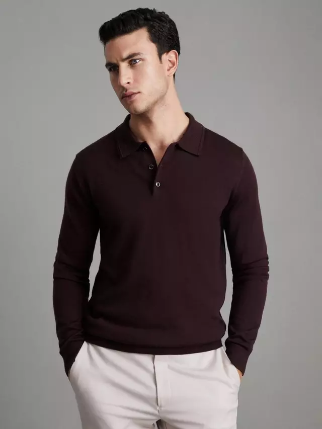 

Поло Reiss Trafford Wool, цвет dark bordeaux