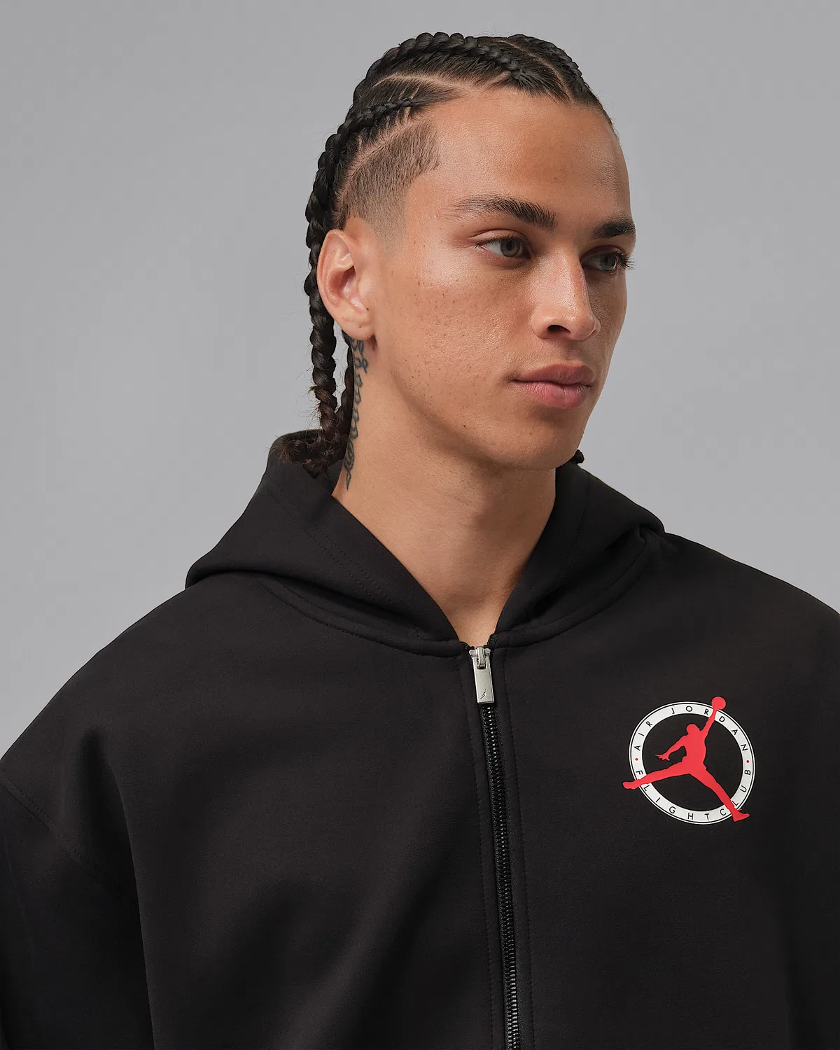 Мужская флисовая кофта на молнии Jordan Flight Club Fleece, Black — фото 3