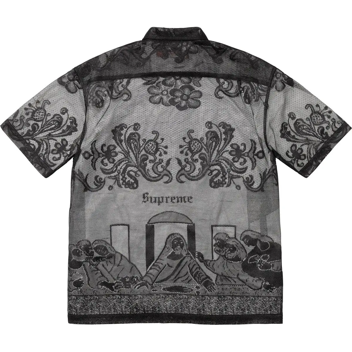 Рубашка с длинным рукавом с кружевным принтом «Тайная вечеря» Supreme, белый — фото 4