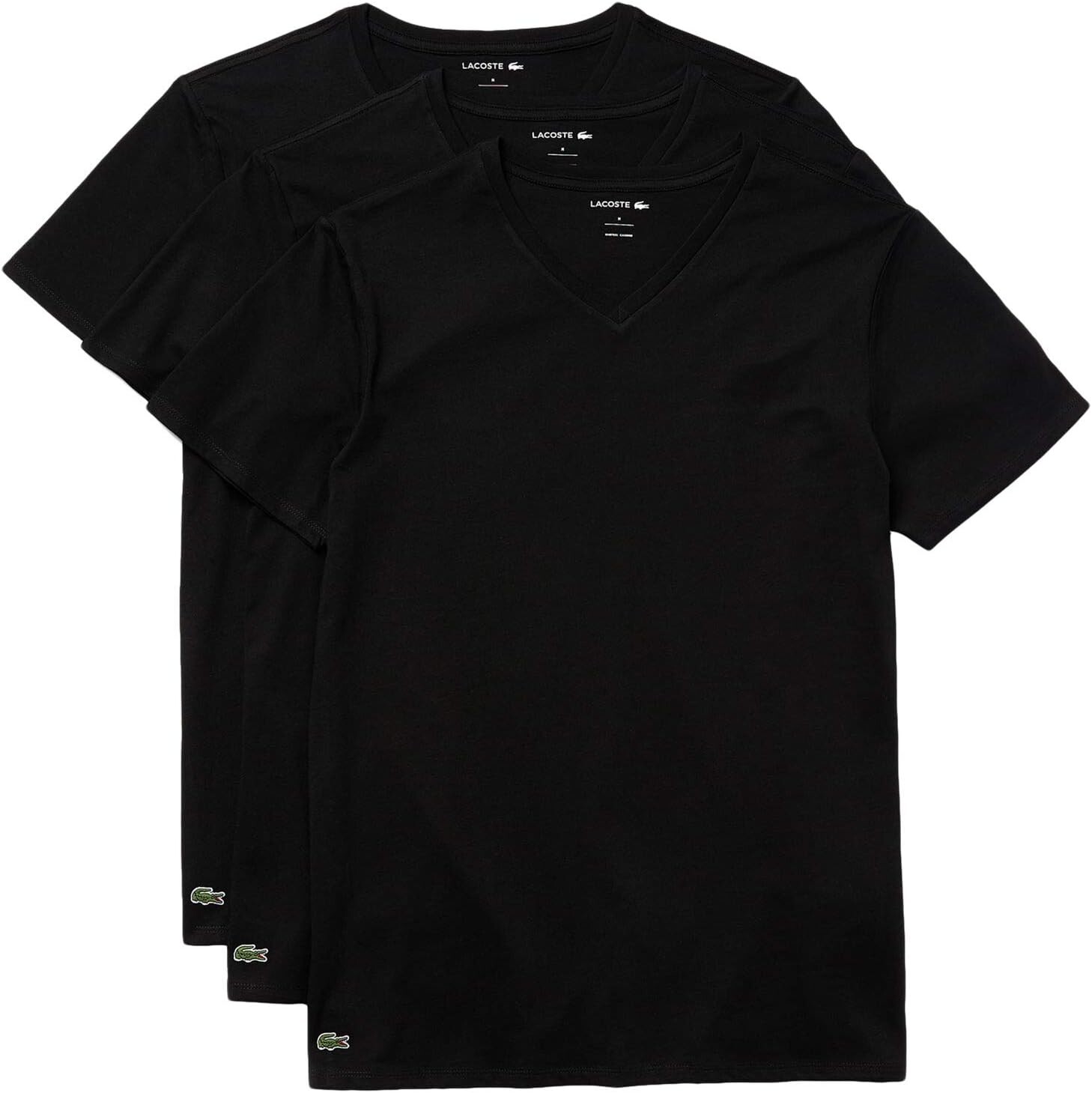 Комплект из 3 футболок Essential с v-образным вырезом стандартного кроя Lacoste, черный — фото 2
