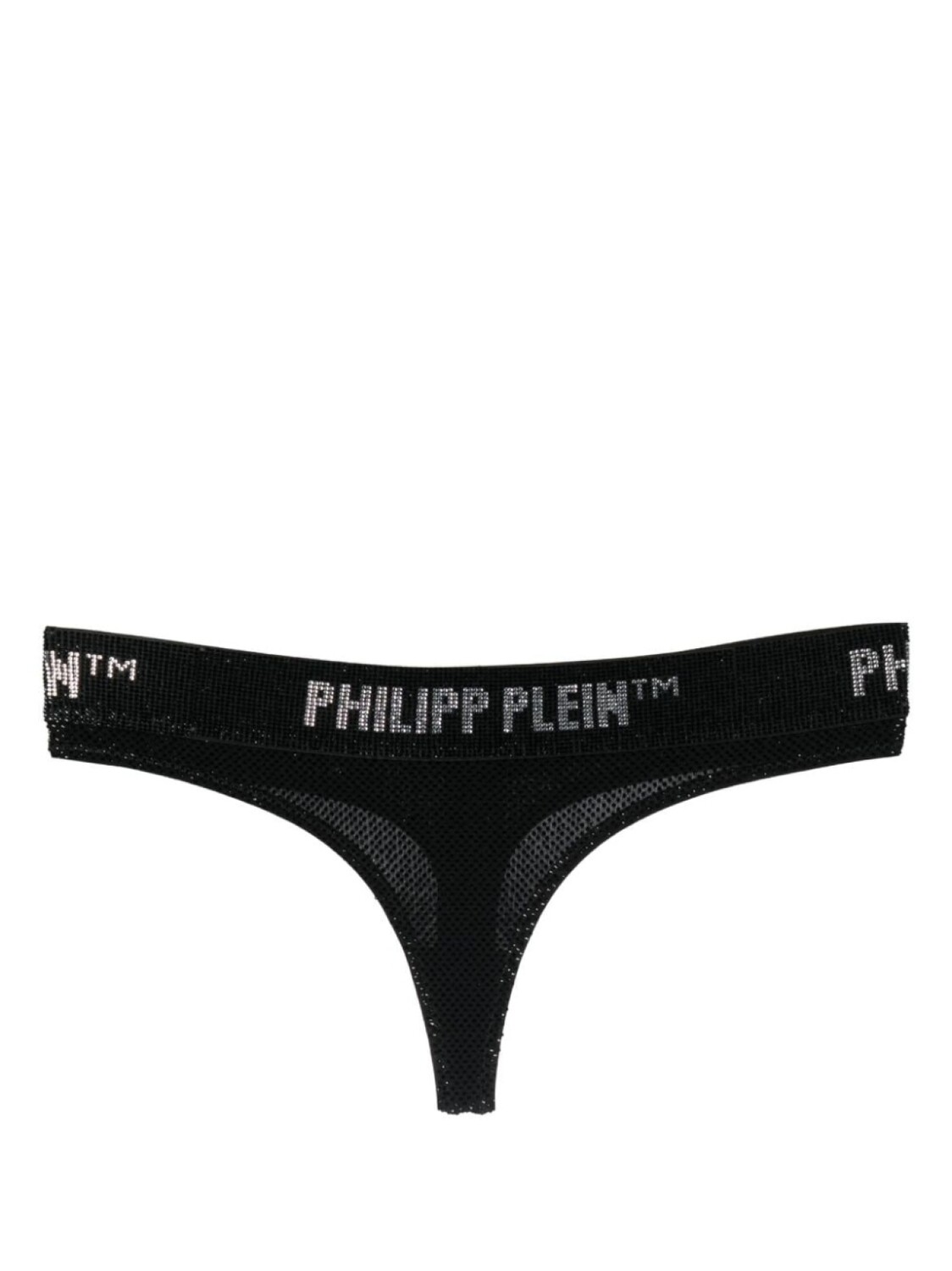 

Philipp Plein трусы-стринги с кристаллами и логотипом, черный