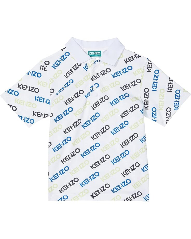 

Поло Kenzo Short Sleeve Pique Polo with All Over Logo, белый