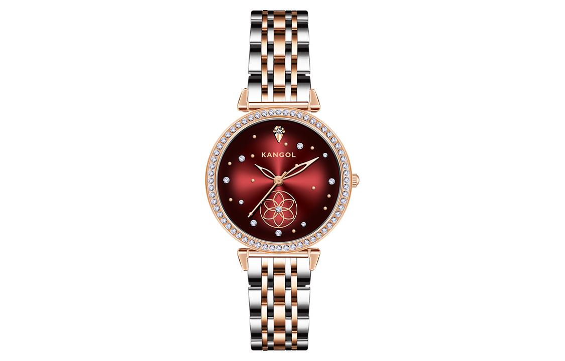 

KANGOL Часы Galaxy Of Love Quartz Movement Metal Strap Watch Women's Watch Black Dial -K602, (Steel) Six-Leaf Clover Diamond Red