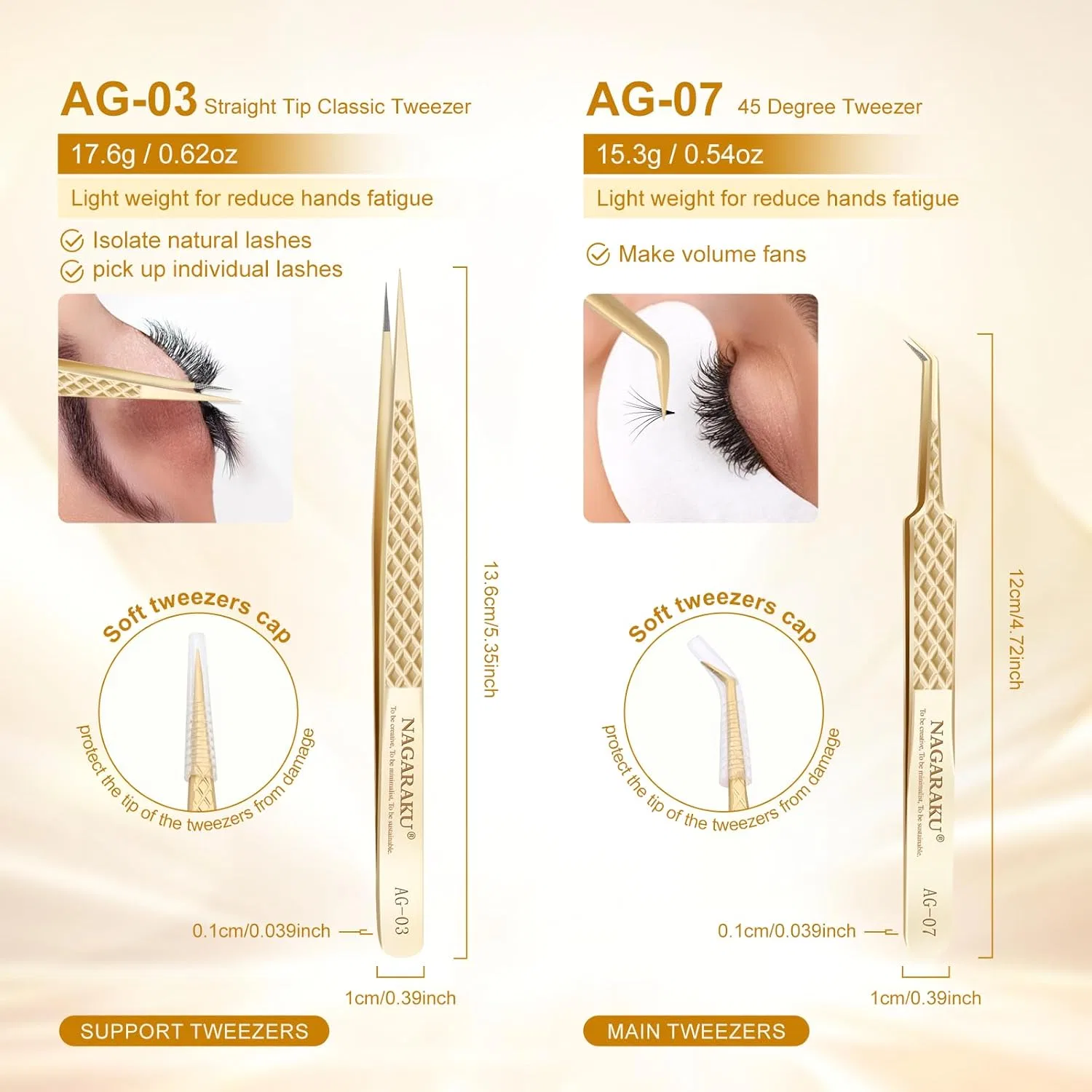 Набор пинцетов для наращивания ресниц NAGARAKU Fibre Tip AG-03 и AG-07 Nagaraku — фото 2