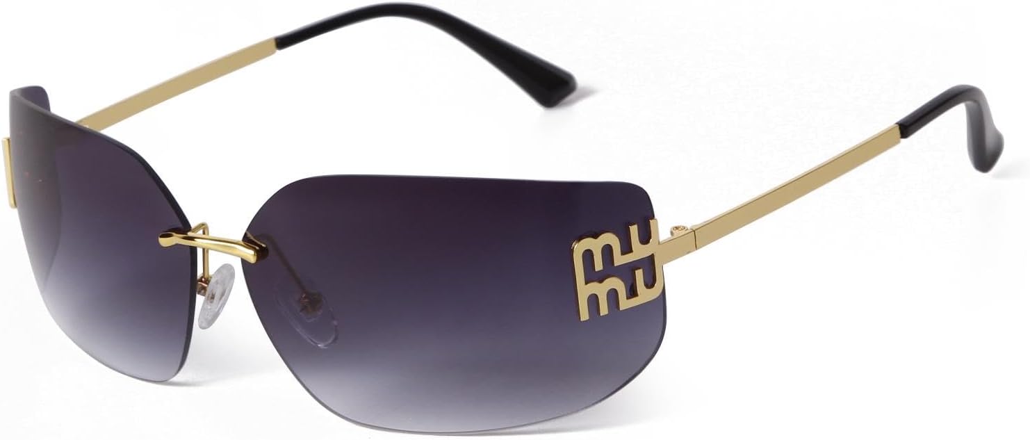 

Женские солнцезащитные очки квадратной оправы без оправы, модные, с градиентным металлическим блеском, стильные солнцезащитные очки с защитой от УФ-излучения UV400 WNCKSQ, C1