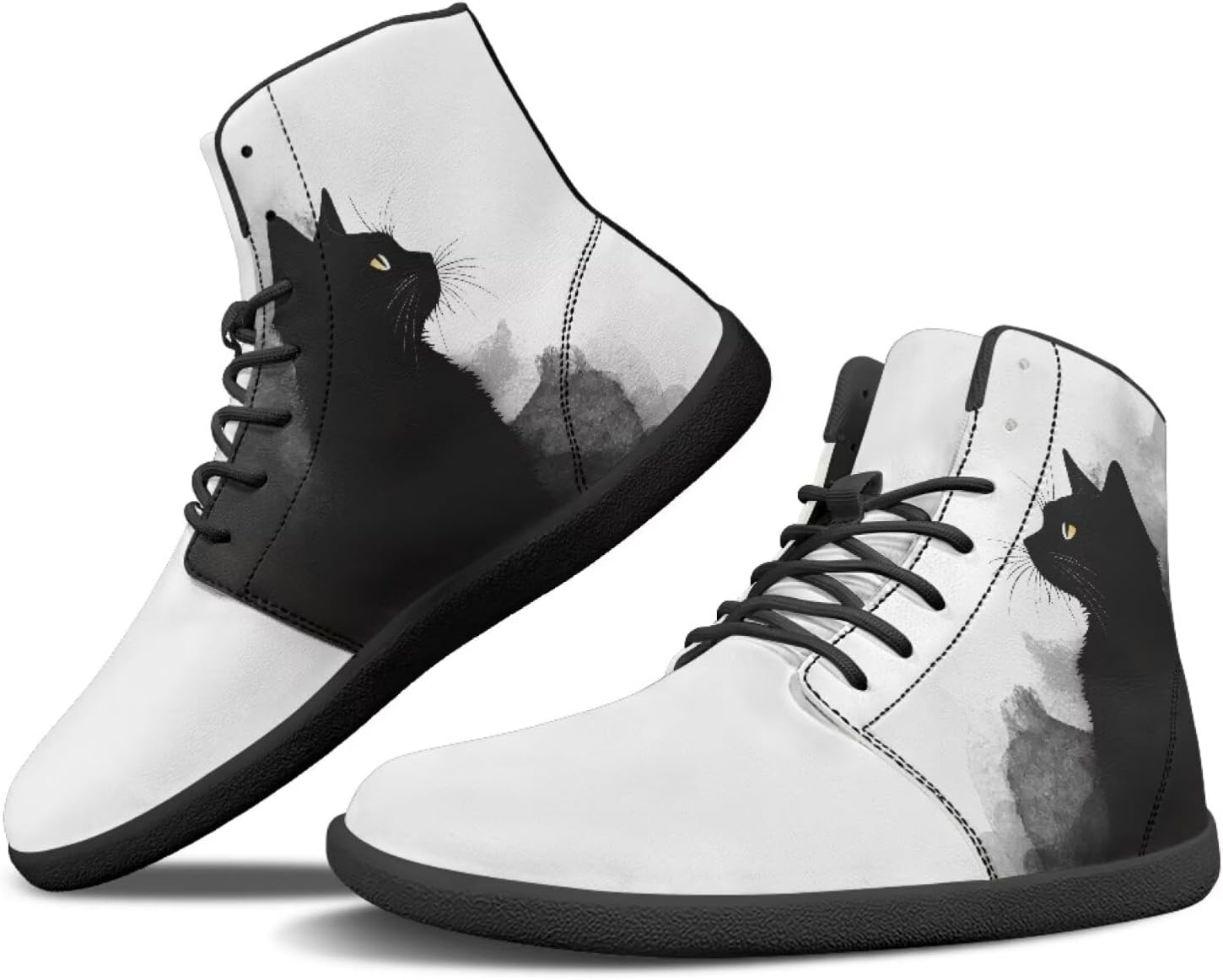

Кроссовки JoyLamoria унисекс высокого среза с шнуровкой, модная кожаная обувь для скейтборда средней высоты, легкие, с мраморным принтом, Cat