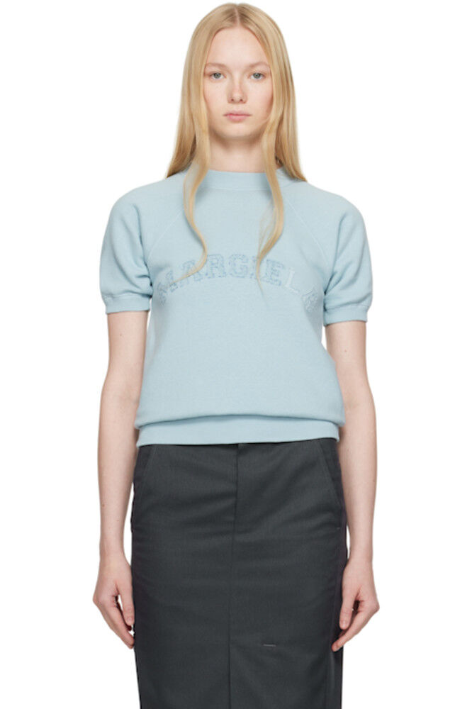 

Синяя толстовка с коротким рукавом Maison Margiela