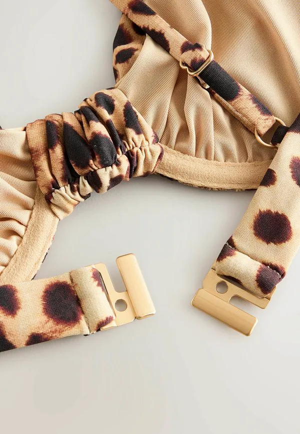 Верхняя часть бикини стандартного кроя без подкладки на косточках Next, Brown Leopard Print — фото 2
