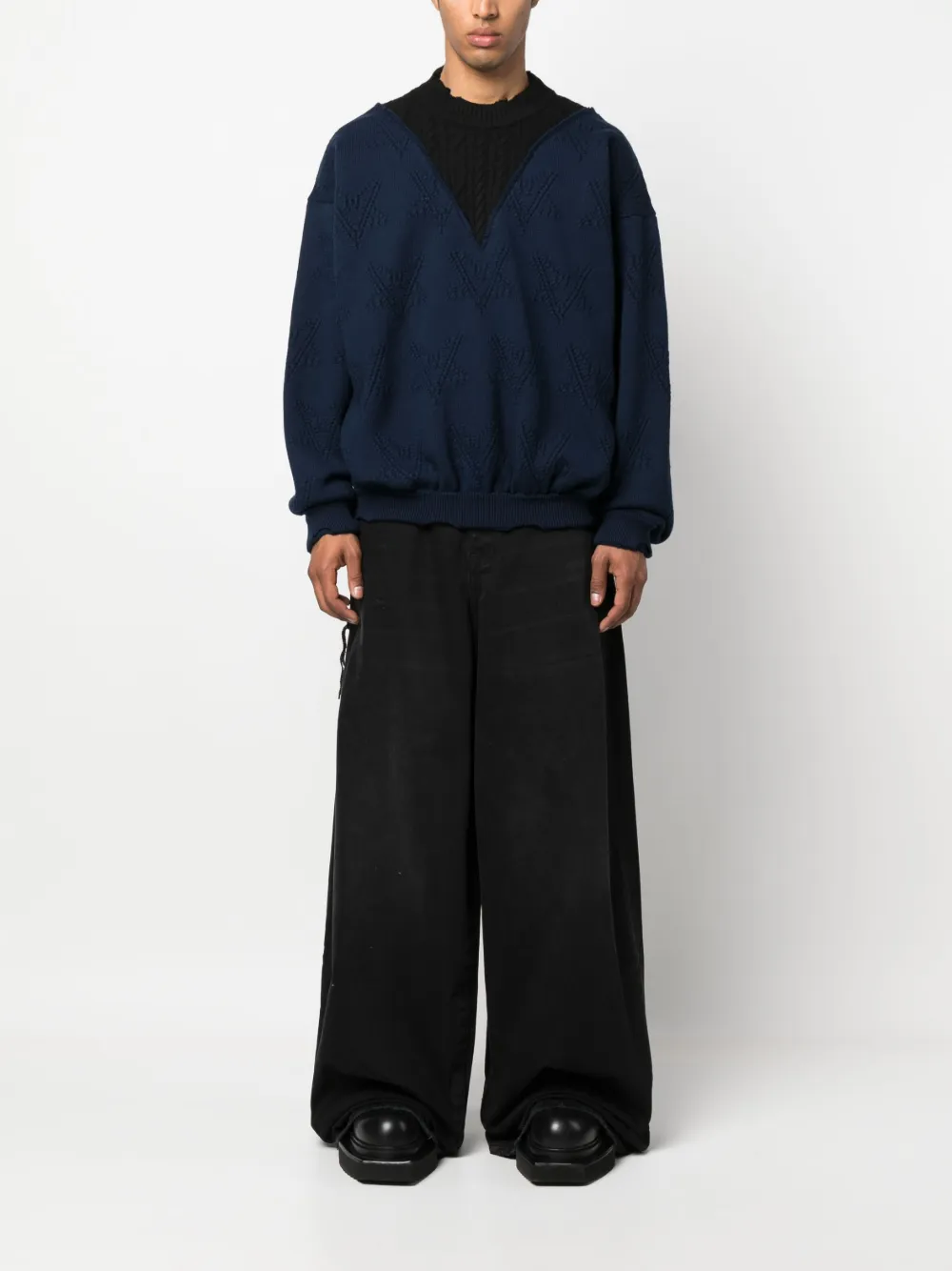 Джемпер из шерсти мериноса с эффектом потертости VETEMENTS, синий — фото 2