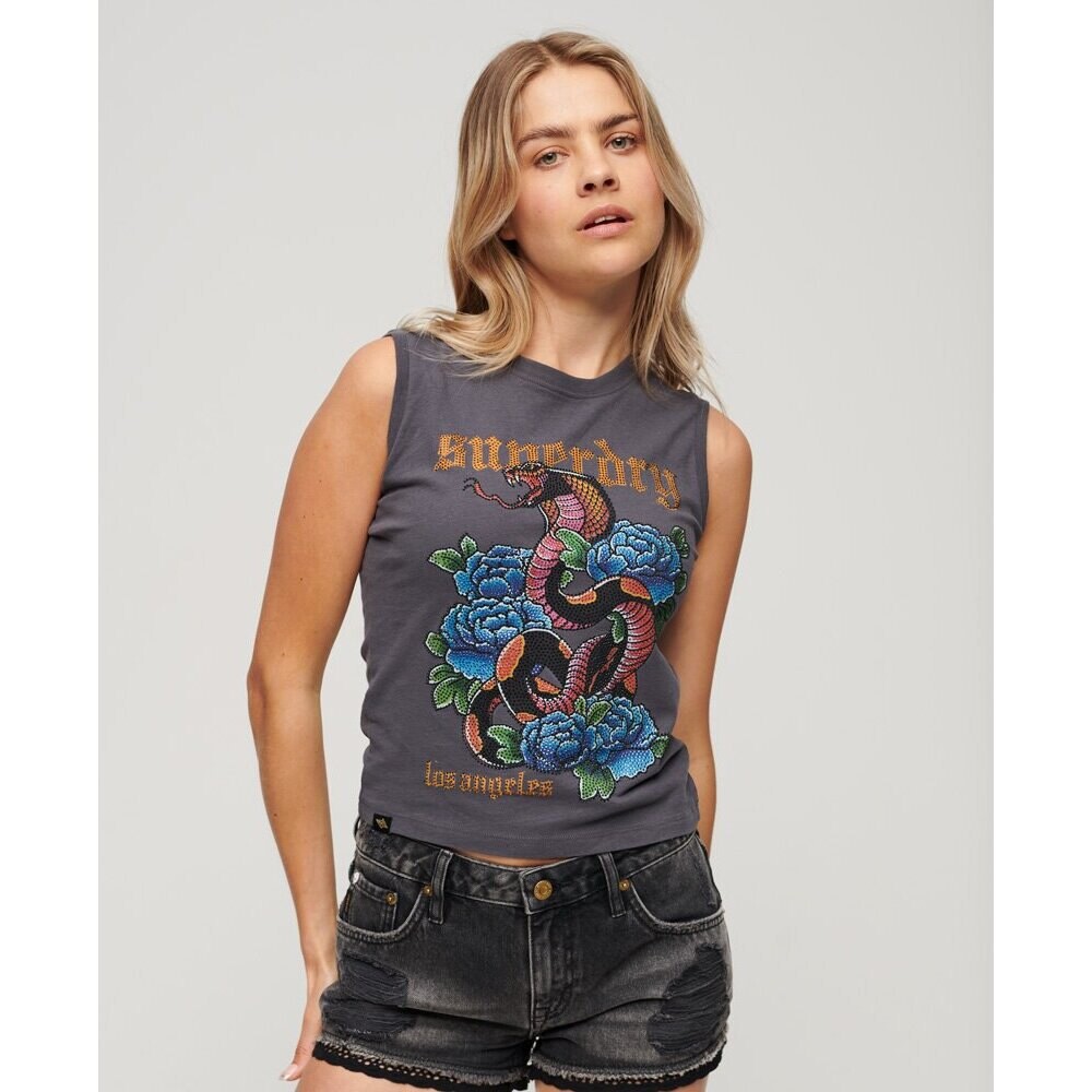 Футболка Superdry Tattoo Rhinestone Tank , Разноцветный — фото 4
