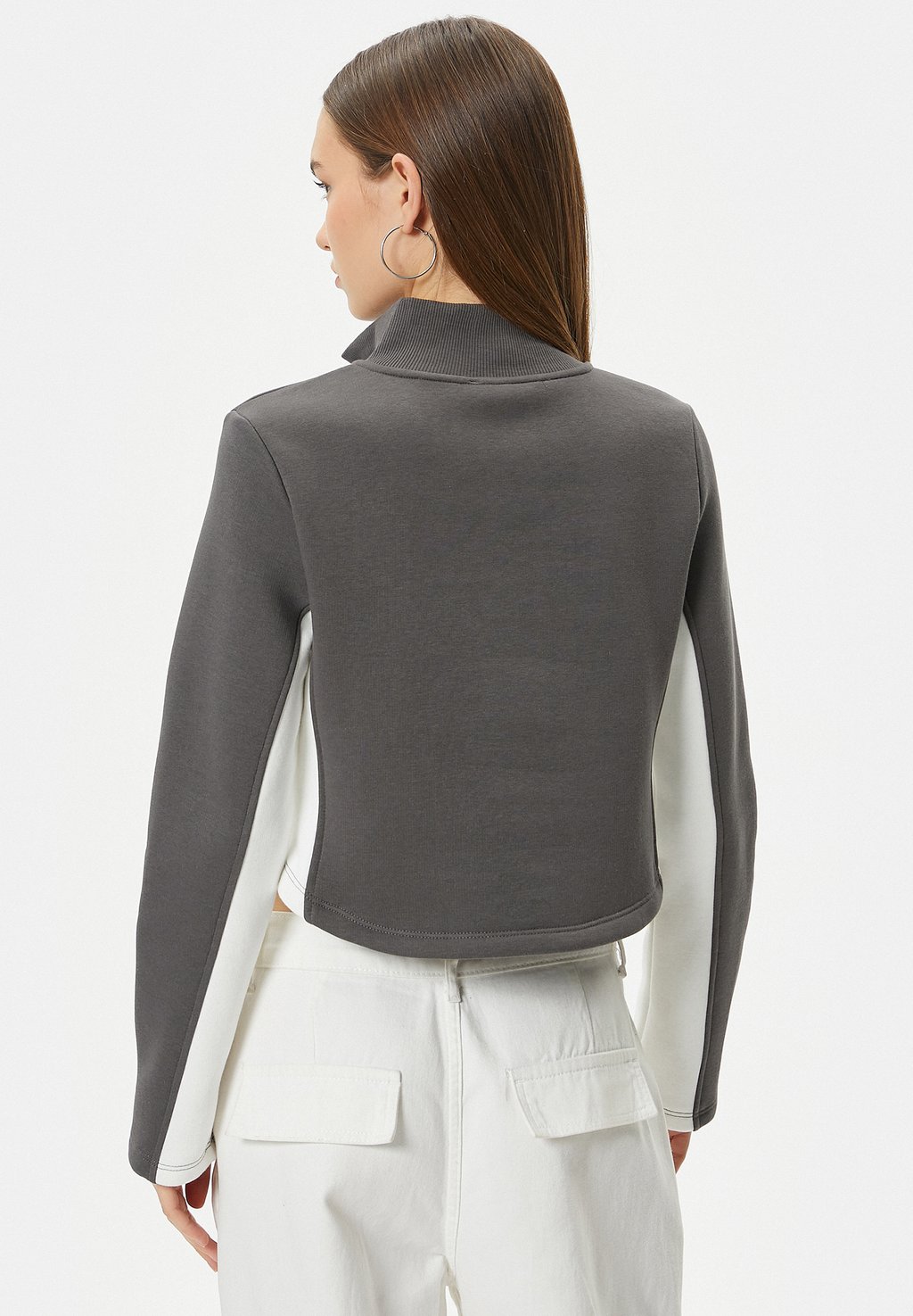 

Толстовка HALF ZIPPER CROP HIGH NECK BLOCK Koton, серый