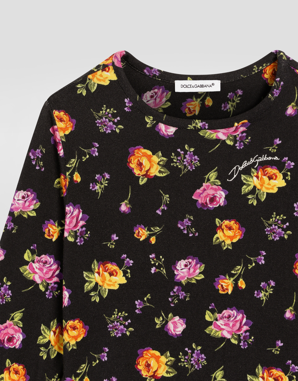 Джерси-футболка с мелким цветочным принтом DOLCE & GABBANA, мультиколор — фото 3