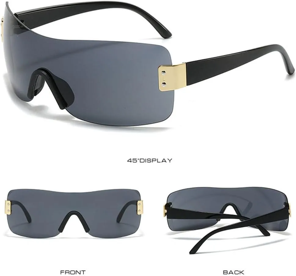 

Роскошные цельные прямоугольные солнцезащитные очки без оправы для женщин и мужчин, в винтажном панк-стиле, популярные очки для активного отдыха HVTVTLA, Silver