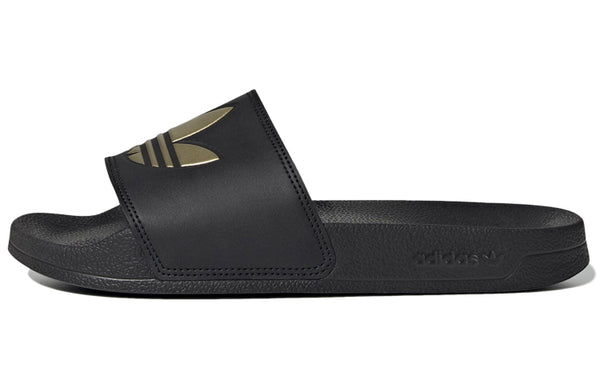 Тапочки adilette lite slide 'black matte gold' Adidas, черный — фото 2
