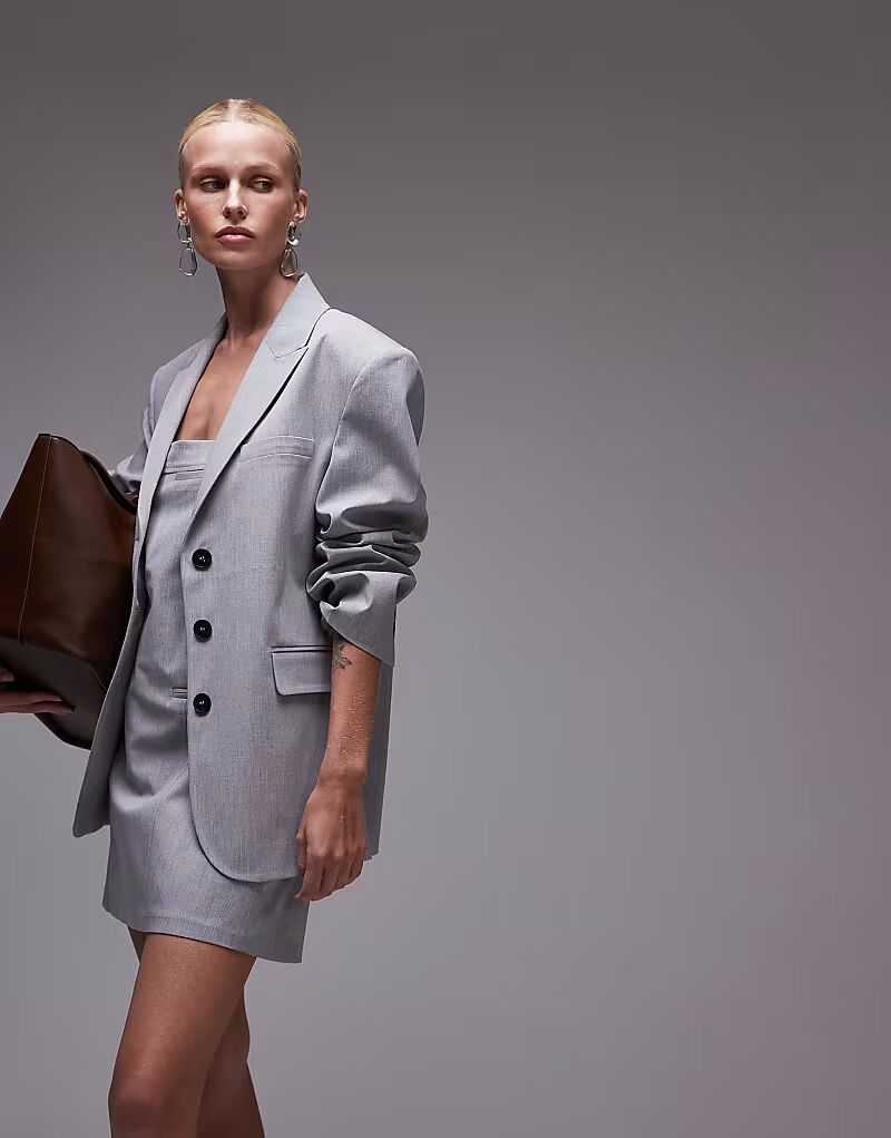 

ASOS DESIGN свободный блейзер светло-серого цвета