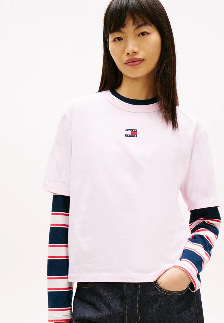 Футболка свободного кроя, Badge, Tommy Jeans Tommy Hilfiger, розовый