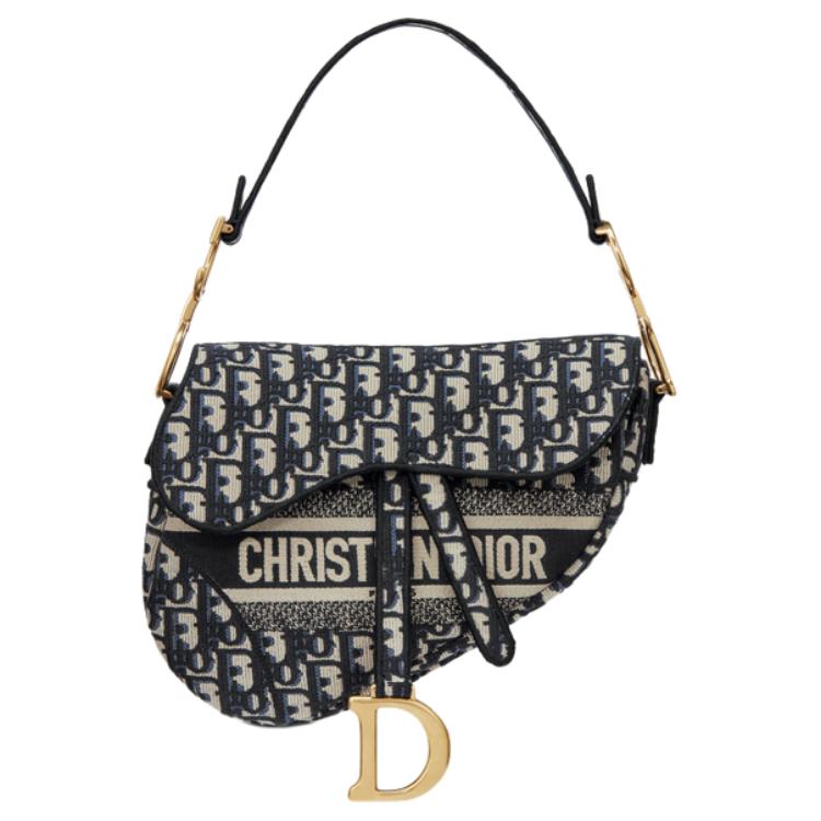 

DIOR Седлочная сумка с синей косой вышивкой