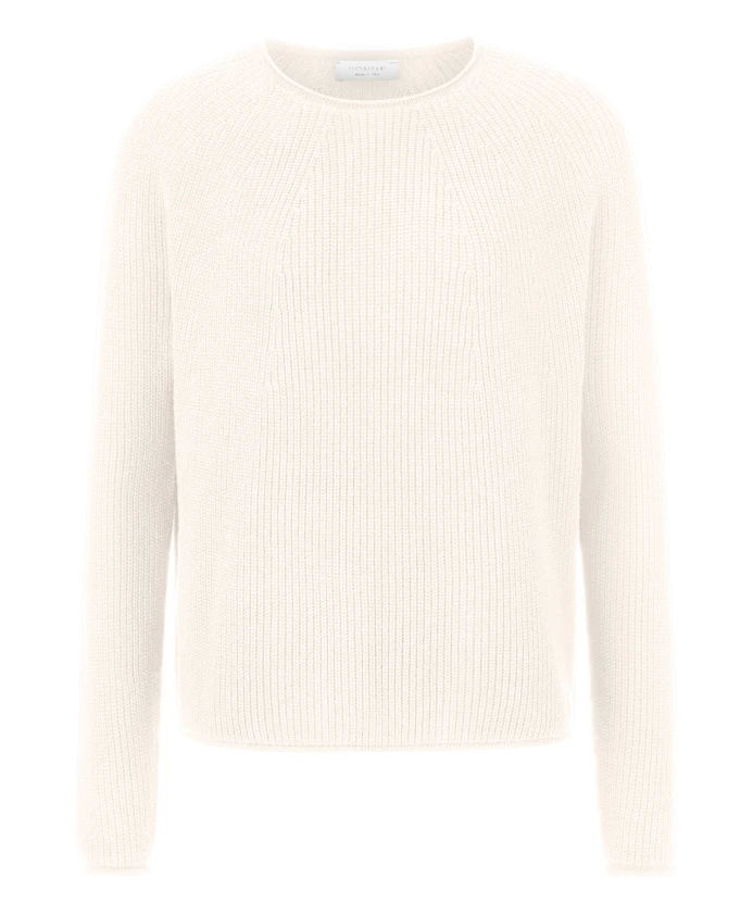 

Бесшовный кардиган с круглым вырезом, связанный в технике полукардигана. Rich & Royal, белый