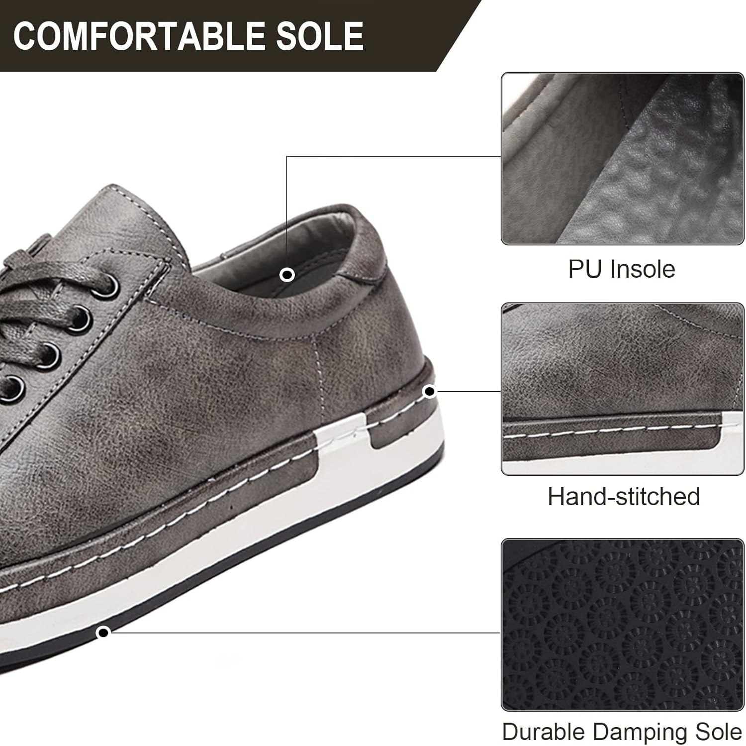 Мужские кожаные повседневные туфли на шнуровке Oxfords, модные, нескользящие, удобные кеды для бизнеса Asifn, коричневый — фото 3