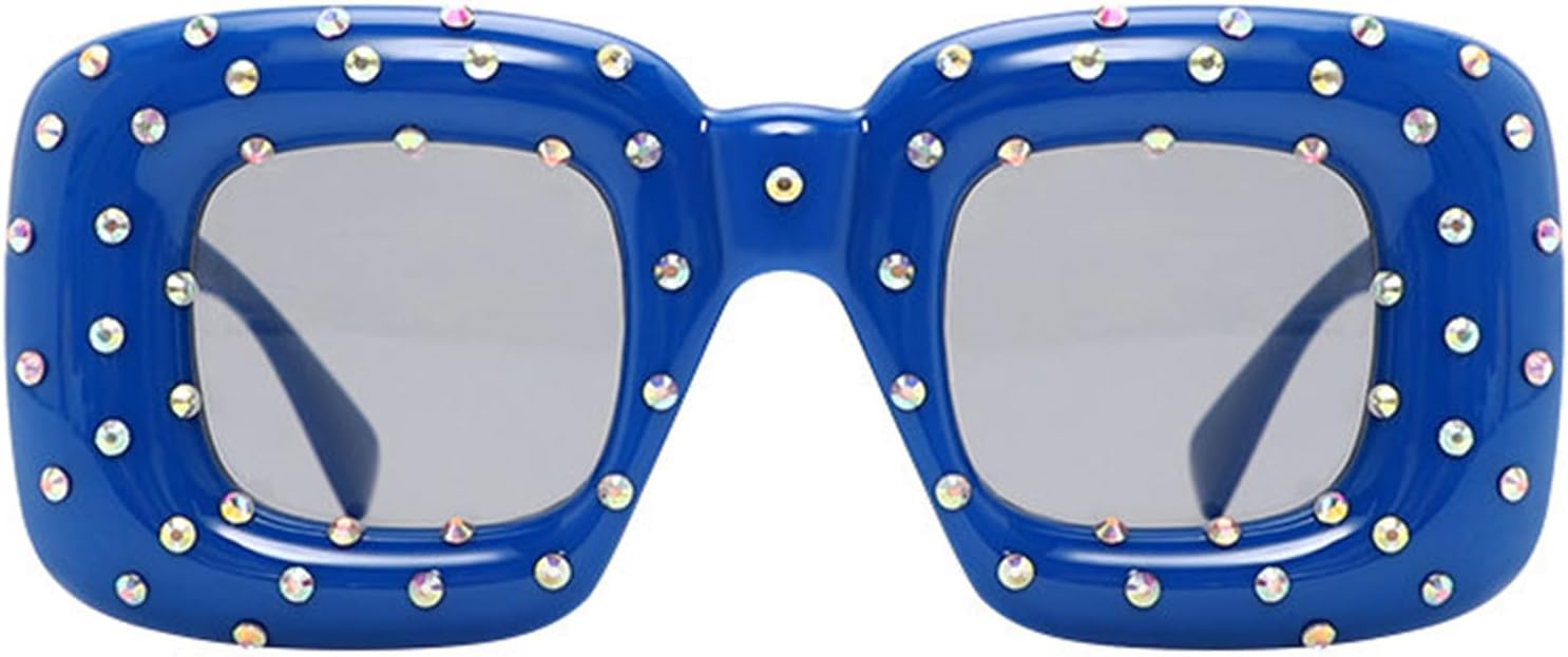 

Хелена. Надувные солнцезащитные очки со стразами. Женские и мужские. Милые квадратные очки конфетных цветов. Очки в стиле Y2K. Модные панк-очки с бриллиантами helena, Blue