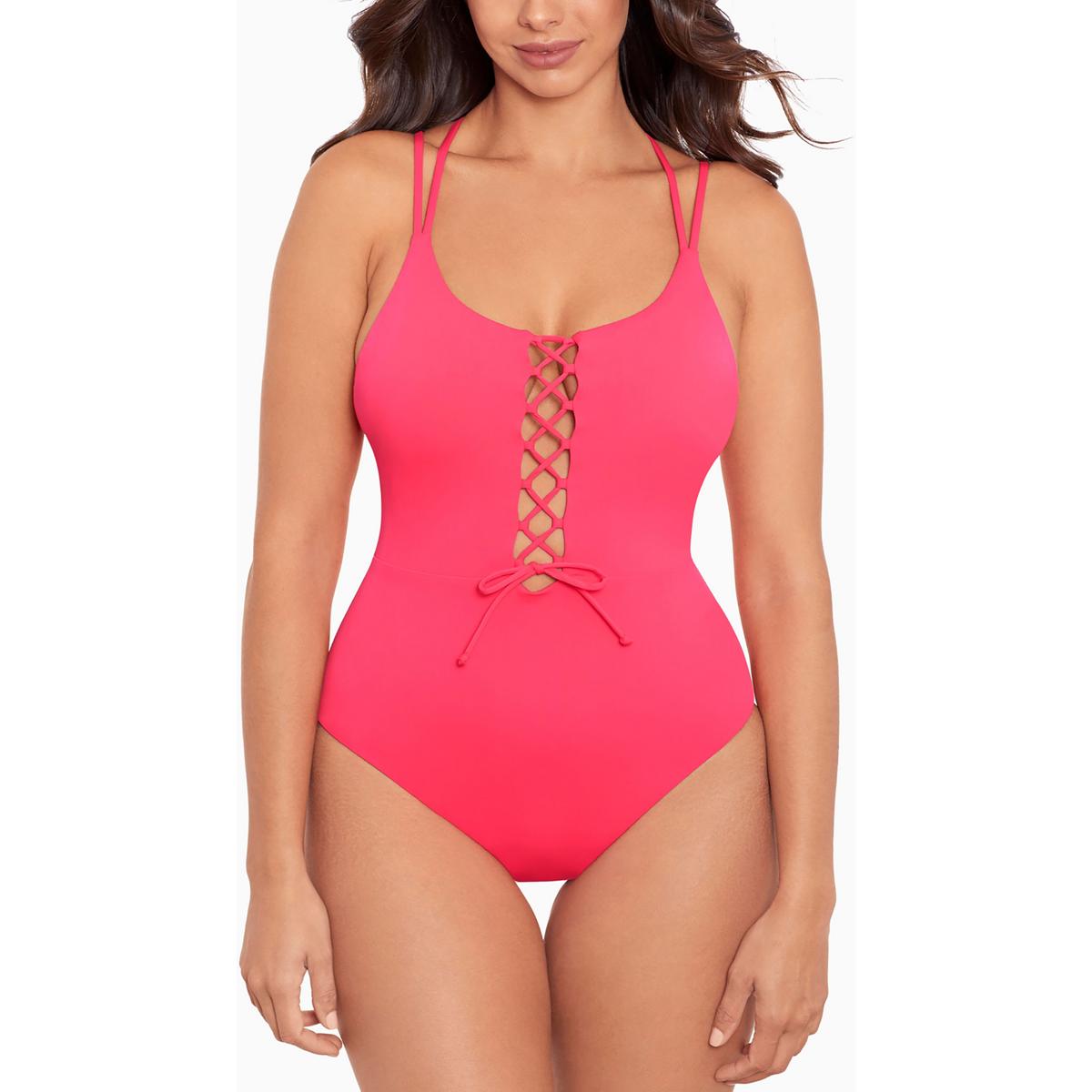 

Suga Babe Женский цельный купальник со шнуровкой и бретельками SKINNY DIPPERS, цвет chili red