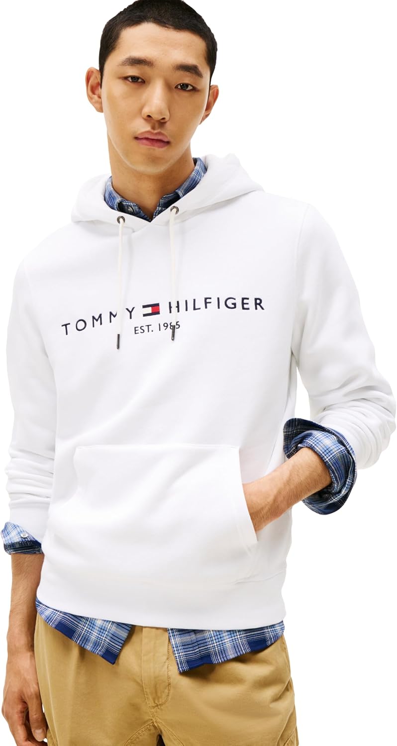 

Мужская флисовая толстовка Tommy Hilfiger средней плотности с вышитым логотипом, также доступна в размерах для больших и высоких размеров, White
