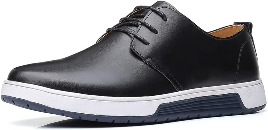 

Мужские кожаные оксфорды LLTMALL с шнуровкой, дышащие, модные плоские кроссовки, черный