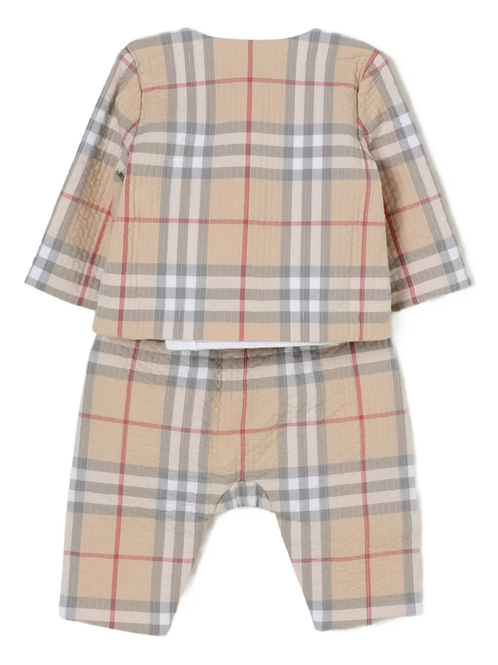 Комбинезон в клетку Burberry Kids, коричневый — фото 2