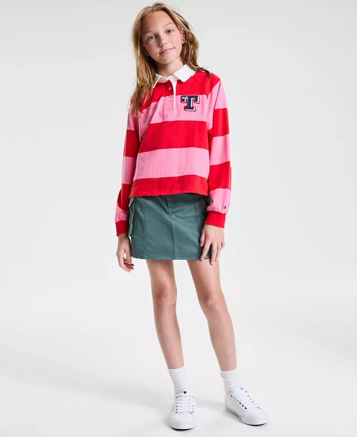 

Большая девочка регби поло свитшот и карго юбка Tommy Hilfiger, красный
