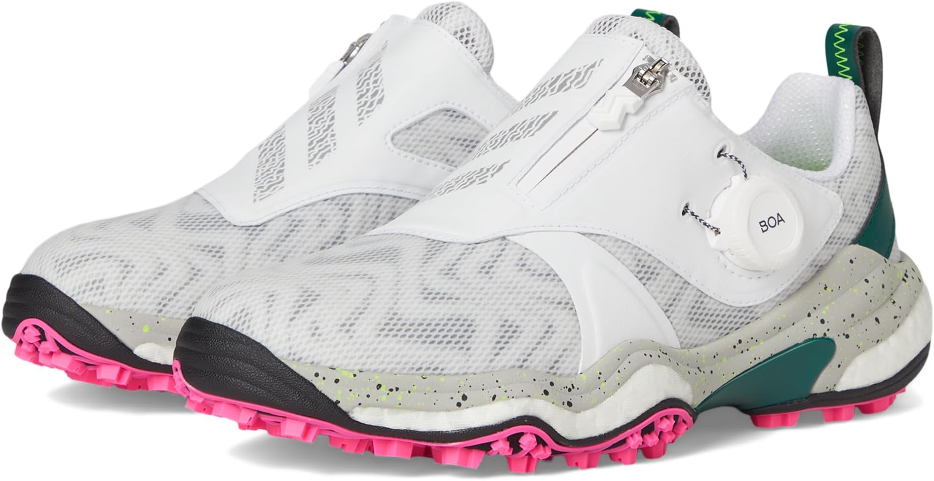 Кроссовки Adidas Golf Codechaos BOA 25 Golf Shoes, Footwear White/Silver Metallic/Collegiate Green