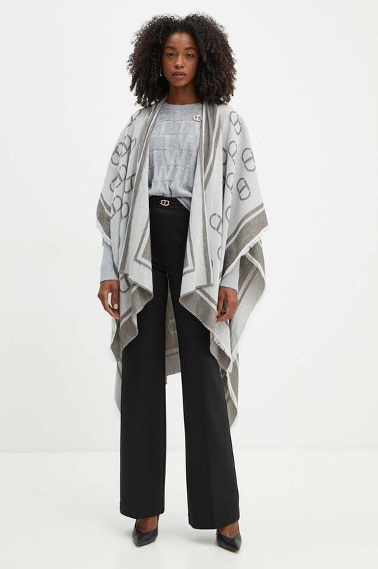 

Пончо с добавлением шерсти Twinset, серый