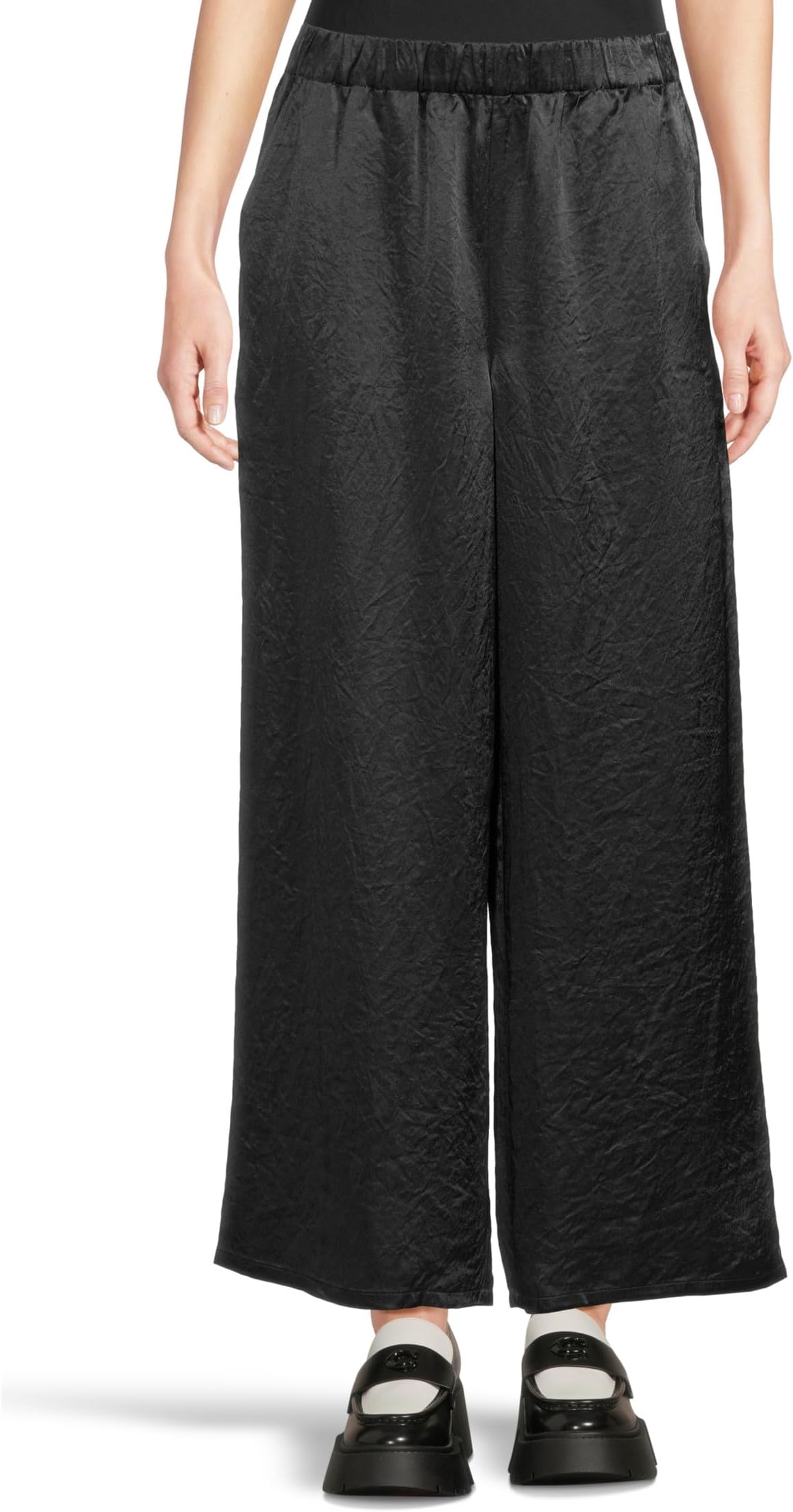 

Женские фактурные атласные брюки до щиколотки Eileen Fisher, Graphite