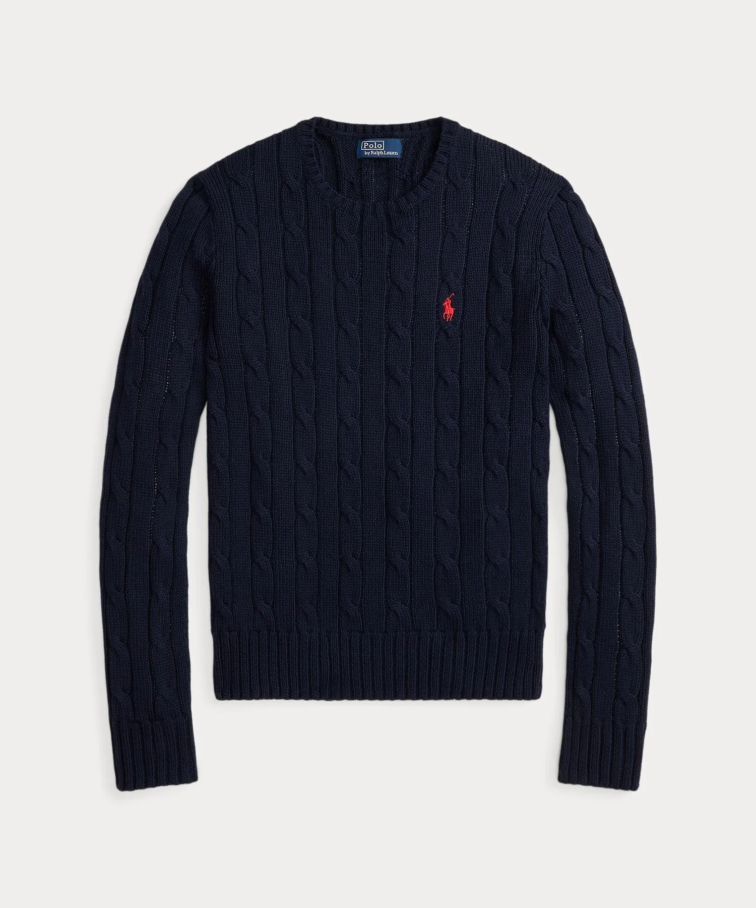 Хлопковый свитер с круглым вырезом и косами Polo Ralph Lauren, 400 Blue — фото 2