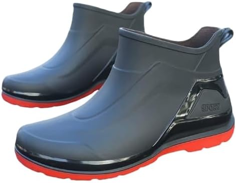 

Мужские водонепроницаемые резиновые сапоги Hhhchpm, ботинки до щиколотки для улицы и сада, обувь для кухни и улицы, дождевые сапоги, красный