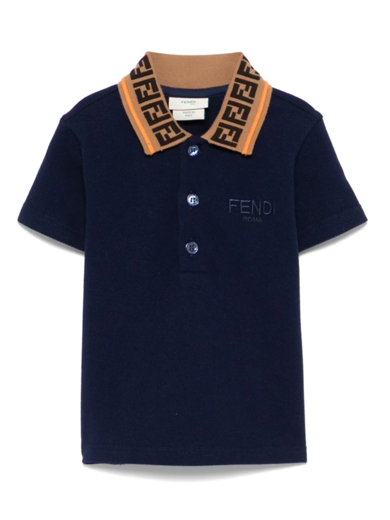 

Рубашка поло с логотипом FF Fendi Kids, синий