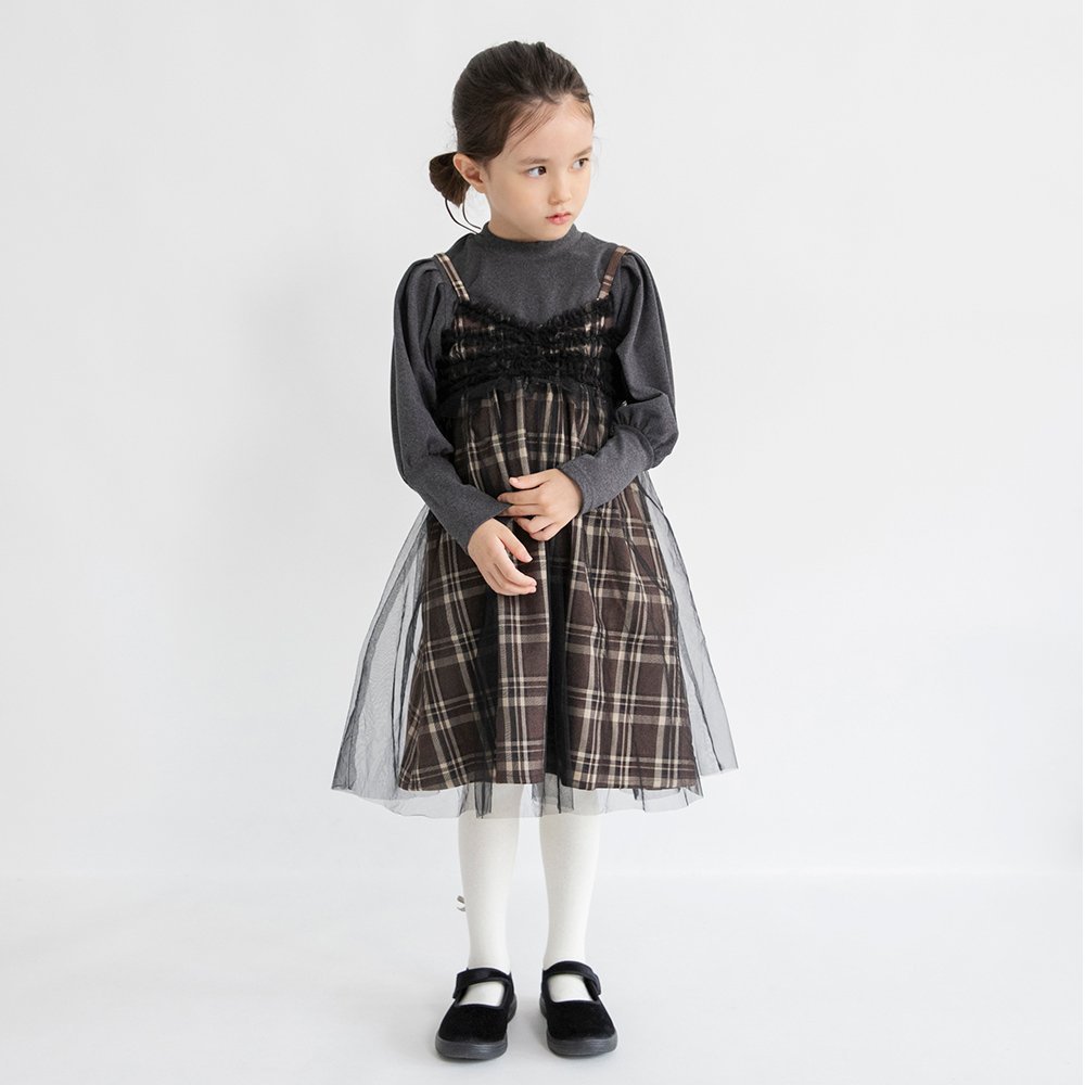 Клетчатая юбка-свитер с тюлем Branshes, black — фото 3
