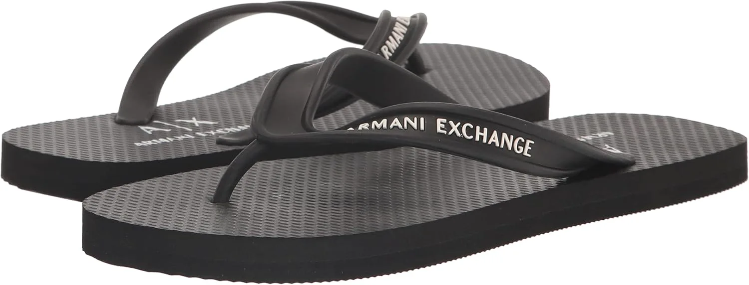 Мужские шлепанцы Armani Exchange с логотипом, черный — фото 2