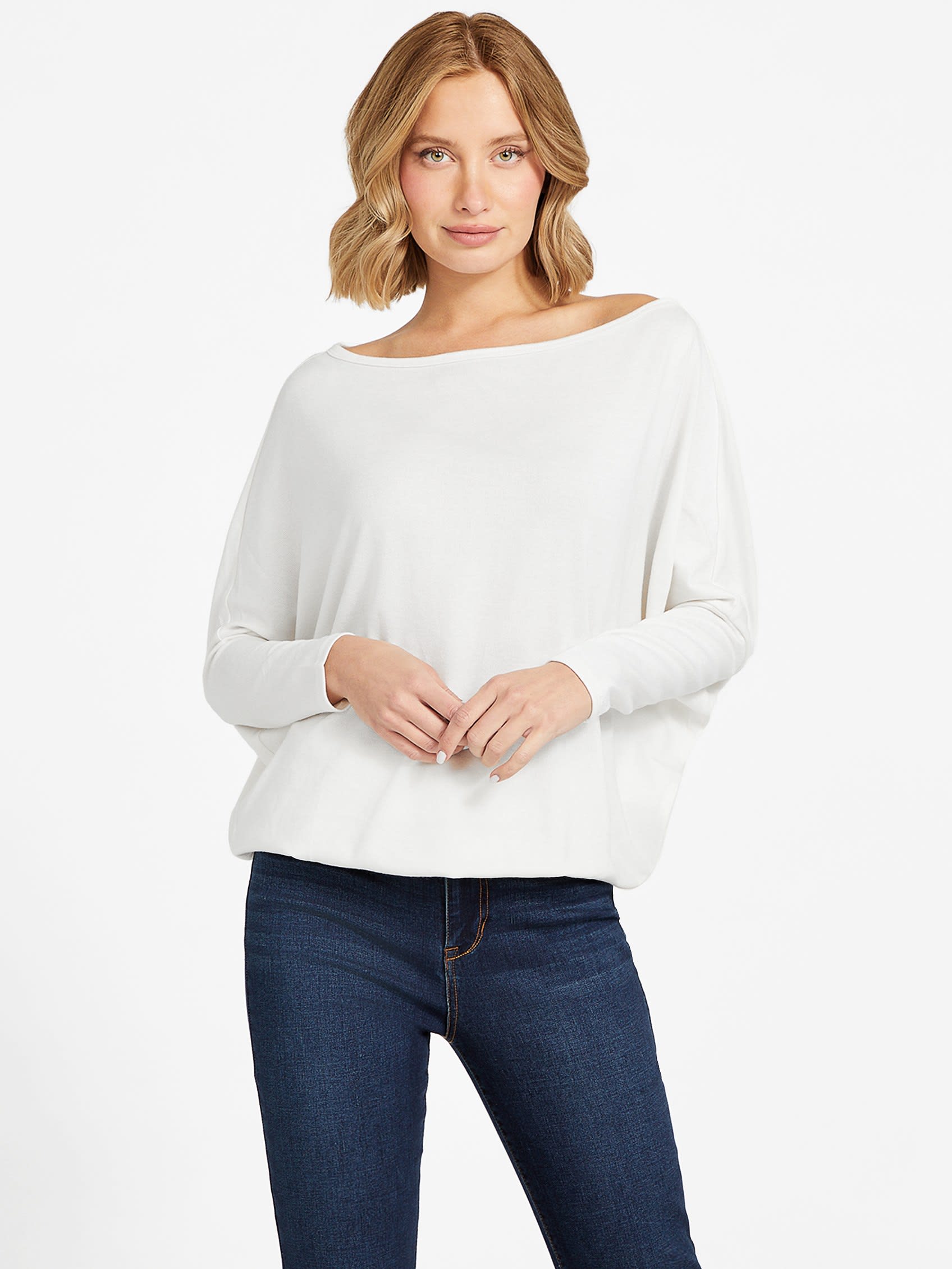 

Топ Ceci Dolman с открытыми плечами Guess Factory, цвет dove white