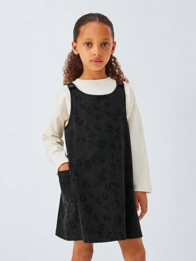 

Детский джерси топ и сарафан с леопардовым принтом John Lewis, Grey Denim