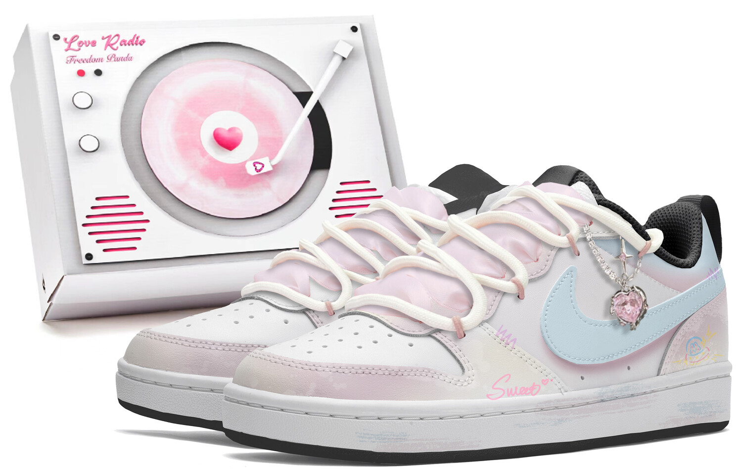

Кроссовки Nike Court Borough Skateboarding Shoes Women's Low-top Blue/pink, синий/розовый