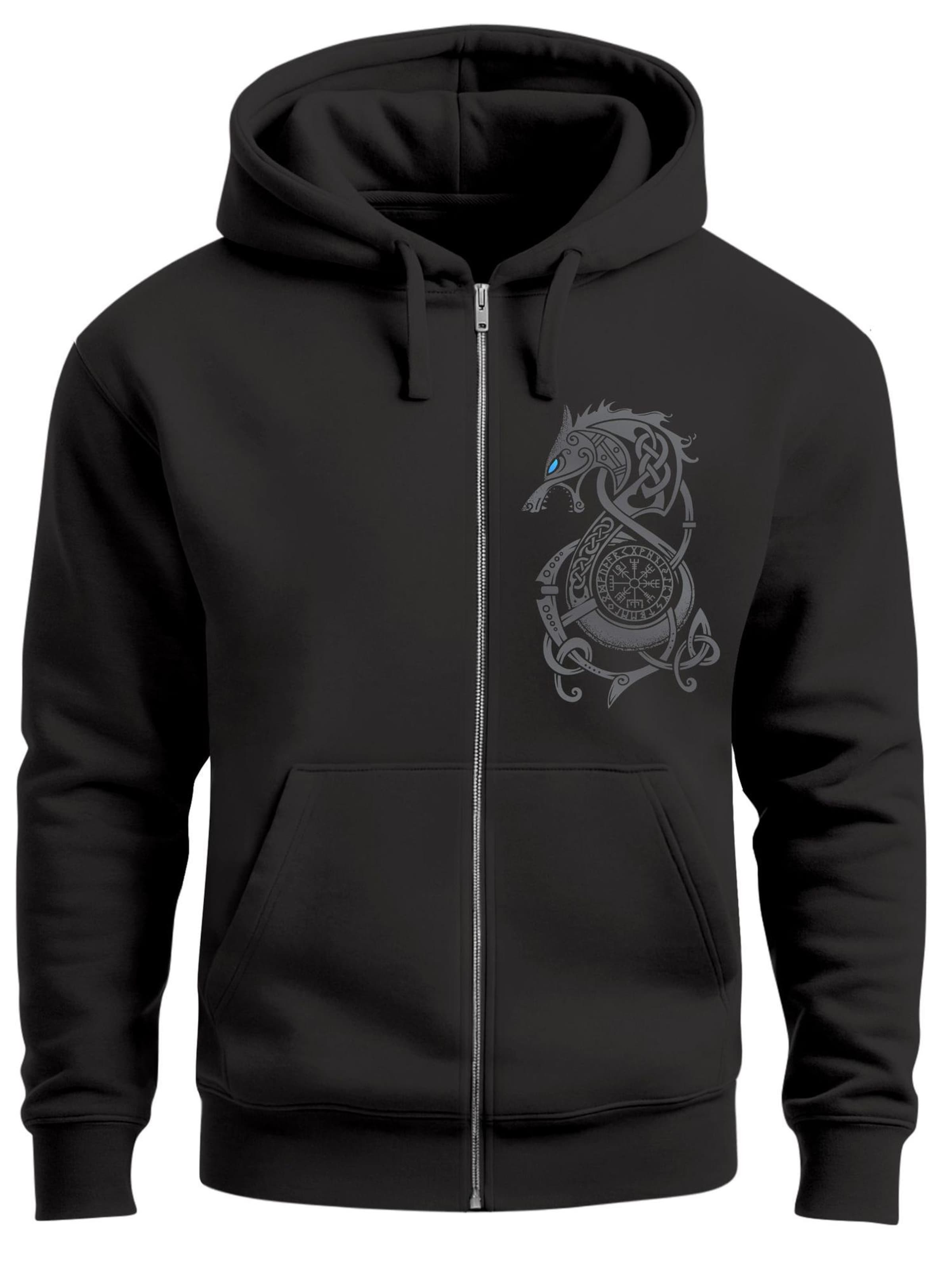 

Neverless Толстовка с молнией 'Fenrir Odin' в черном цвете