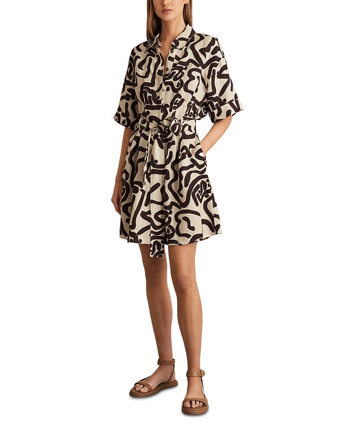 

Платье-рубашка с монохромным принтом "Camelia" REISS, коричневый